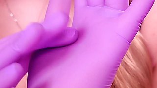 Asmr: Purple Nurse Gloves and Gold Glitter Watch. Arya Grander