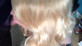 Blonde cd sucks my cock and swallows a load