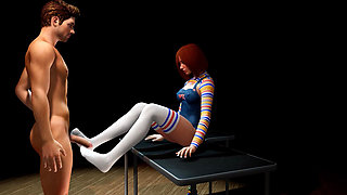 Long Socks Footjob with Gender Bender Chucky