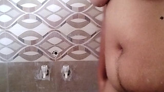 My stepmom enjoying in bathroom natural body with blue saree bigboobs desi mom