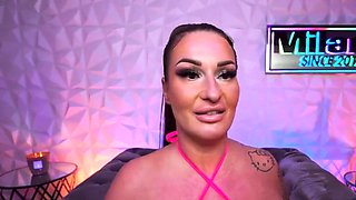 Hot brunette amateur MILF rides hubbys cock