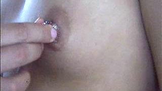 Small titted brunette teen fingering on the bed