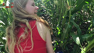 Cheap Teen Slut Gets Fuck and Facial in Cornfield