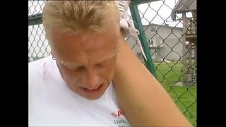 Wonderful Amateur MILF with Big Tits Ass Fucked in the Tennis Court and Cumshot on Pussy by Huge Cock