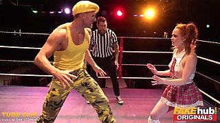 FAKEhub Originals Teen Machine Vs Bulldozer in wild and crazy wrestling