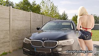 Titty having intercourse big tit car cleaning girlfriend