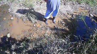 Mountainmama Playing in Creek