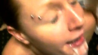 Amateur Facial Bukkake on Cum-Loving Slut