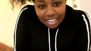 Curvy ebony babe with big black tits masturbating on webcam