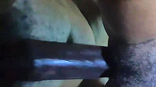 Black girl enjoying with squirty sounds when lying on her back