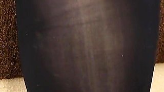 Jerks off his feet. Latex. Cum on legs
