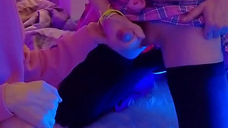 Femboy and girl jerk off homemade