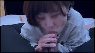 Eager for his cum, she takes a greedy blowjob