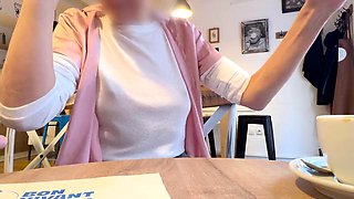Blonde MILF Mrsmrjones Flaunts Pierced Nipples Peeking from Sheer White Blouse in C