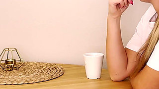 Morning Coffee Drinking Turns Into Standing Doggy Style Fucking