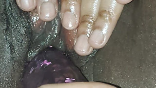 Stroking Her Pussy with the Dildo!