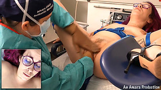 Gynecology Examiation - Fingering and Fisting with Latex Gloves and a Surgical Gown