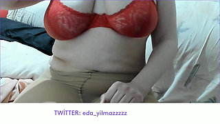 Skin-colored Pantyhose - Bra - Big Tits - Big Ass - Masturbation - Turkish MILF - Turkish Porn