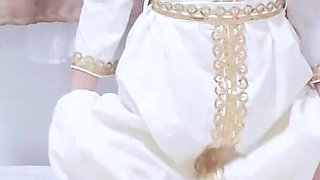 A Malaysian Hijabi Girl Teasing with White Abaya Showing off Her Ass