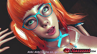Red Head Goya 3D Hentai - Closeup Rimjob, Double Dildo Insertion, and POV Fingering Leading to Intense Orgasm