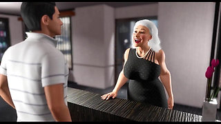 70 Yo Sexy Granny with Big Boobs and Young Hairdresser