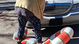 Big Beautiful Woman Nurse Vicki Crushes This Blow up Candy Cane