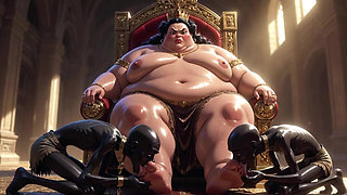 Huge BBW Mistress Foot Worship - Slaves Licking Her Feet to Ecstasy
