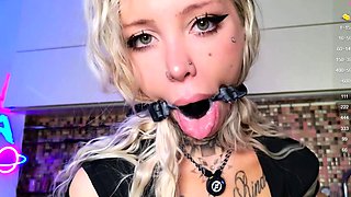 Blonde with big boobs fucked from behind before tit wanking