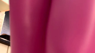 Pink Leather Leggings & Cameltoe Tease in the Kitchen