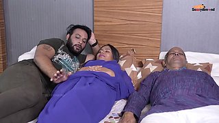 Indian threesom wife hubby and stepfather hardcore fucking big long dick.