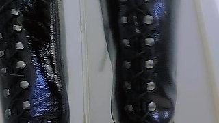 With Black Socks and Lace-up Boots
