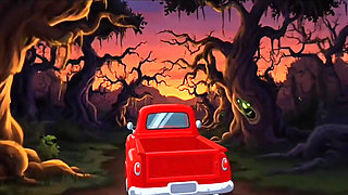 Student Girl Enjoys Sex in an Camp. Cartoon Horror Parody