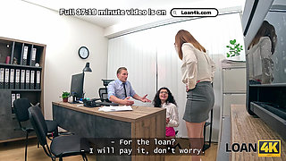 LOAN4K. Naughty Boss with sexy natural tits is fucking her clerk on the office table as a secret