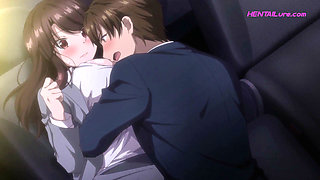 Office suit MILF stripped & ridden wild on car seat - Dubbed HENTAI (Uncensored)