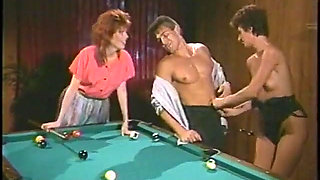 Two sexy ass blonde and brunette babes on pool table fucking hot rod hard