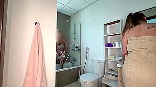 Stepmom Alina Rai Naked in Bathroom - Stepson Can't Resist Her Big Ass and Tits