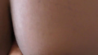 Petite ebony maid fucked and creampied in the kitchen