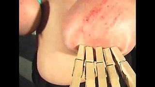 Big Tit Lady Stella Punishes Fat Brunette With Clothespins