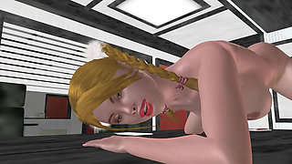 Conference Table Solo: 3D Cartoon Girl in Doggy Rubs Pussy for Multiple Orgasms