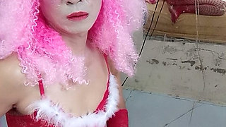 Transgender Le wearing sexy mesh socks porn playing with fake cans