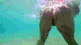 Emma Voyeur Naked Underwater Beach Tease - Big Booty MILF Flashing Tits & Pussy in Ocean