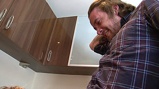 Sweet small tits blonde teen pounded from his big cock in the kitchen