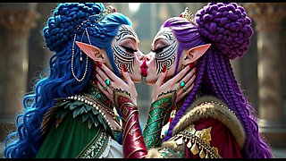Beautiful Elves Princess Kissing, Ai Animation