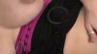 Hot Busty Brunette Secretary with Glasses Fingering Her Wet Clit