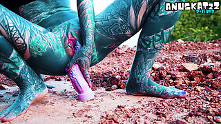 Dildoing My ANAL Outdoor Working Up to a Full Bladder