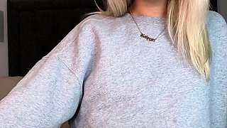 Perfect blond making solo masturbation