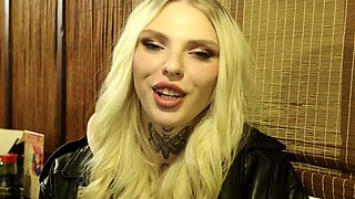 POV amateur blonde slut blowing monster dick in the bus