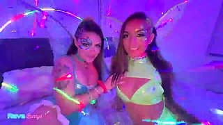 Rave Lovelies Sasha Tatcha And Little Rhea Warmth Up Brian’s Neon Apartment!
