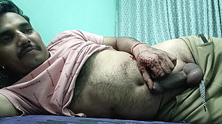 Indian police officer uncle get shower and masterbation show