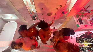 Omgiana’s Soapy Lesbian Shower Orgy & 5-girl Toy Play Double Feature